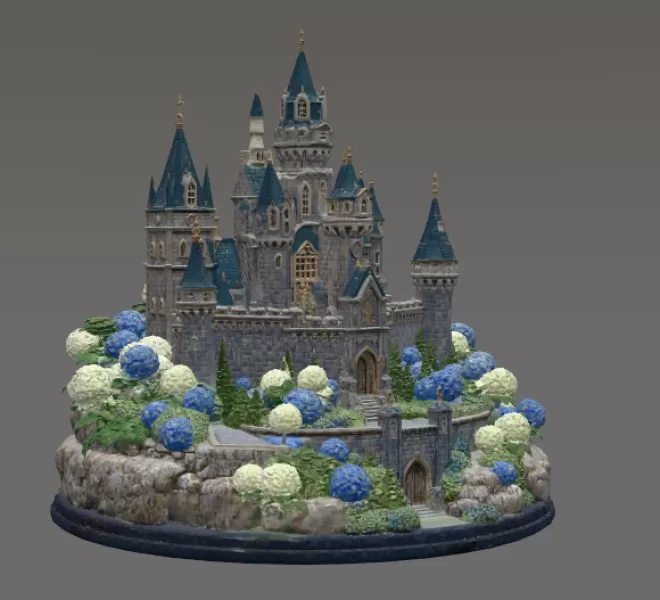 🏰 Enchanted Blue Castle STL File for 3D Print - Model preview 6