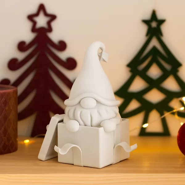 Christmas Gnome in Gift Box | Cute Holiday Figurine - Model preview 1