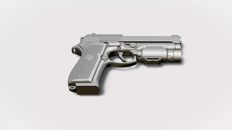 Beretta M9 with Tactical Flashlight #RoZ - Model preview 2
