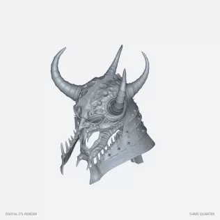 Four-Horned Skull Helmet Display - STL - Model thumbnail 2