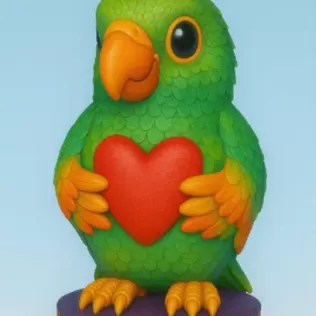 Colorful Parrot Pendant Holding a Heart – Cute Bird Pendant