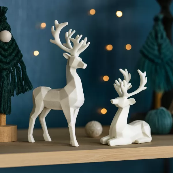 Low Poly Deer Set: 2 pcs. | Christmas Reindeer Figurines - Model preview 5