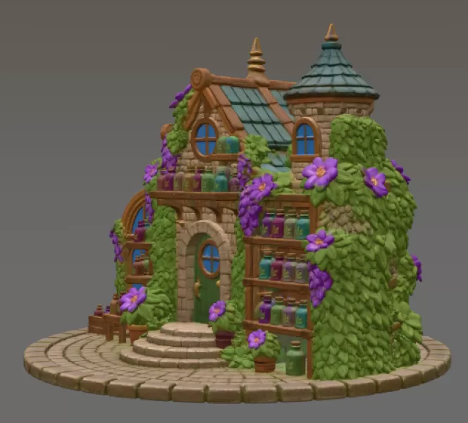 Enchanted Herbalist Cottage STL File for 3D Print - Model preview 6