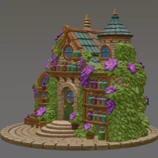 Enchanted Herbalist Cottage STL File for 3D Print - Model thumbnail 6