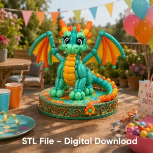 Cute Balloon Baby Dragon STL File for 3D Print - Model thumbnail 2
