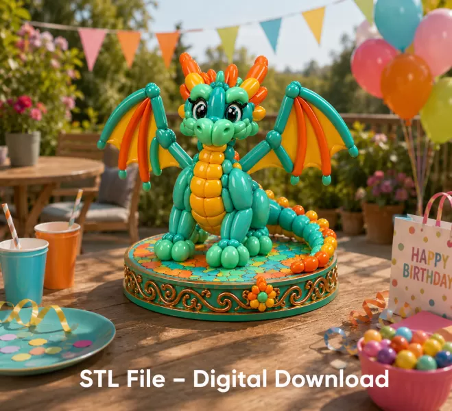 Cute Balloon Baby Dragon STL File for 3D Print - Model preview 2