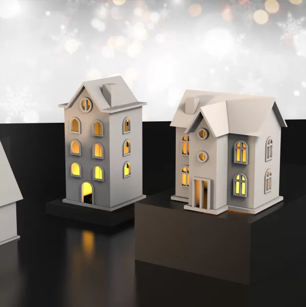 3D Christmas Houses , 5 pcs. Bundle for Christmas, Christmas - Model preview 4