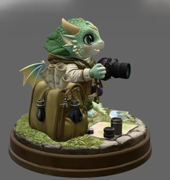Cute Camera Baby Dragon STL File for 3D Print - Model preview 6