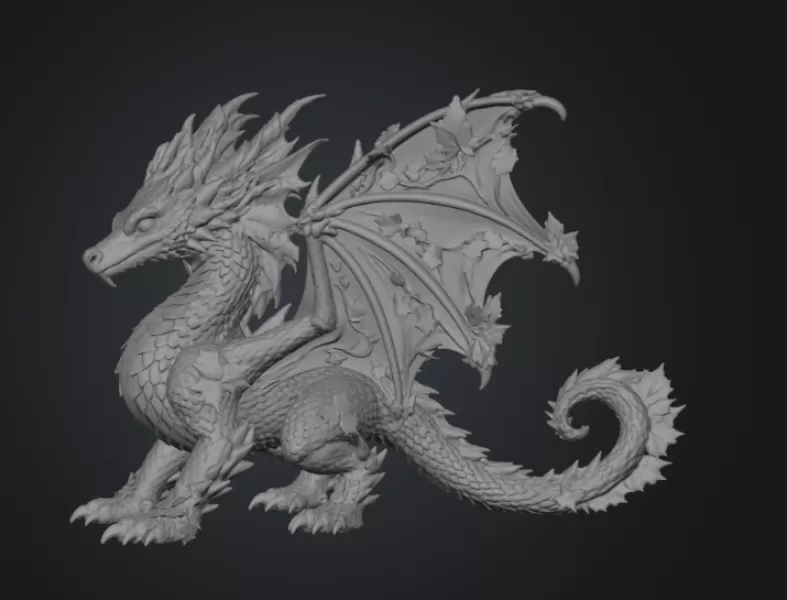 Autumn Ember Dragon STL File for 3D Print - Model preview 12