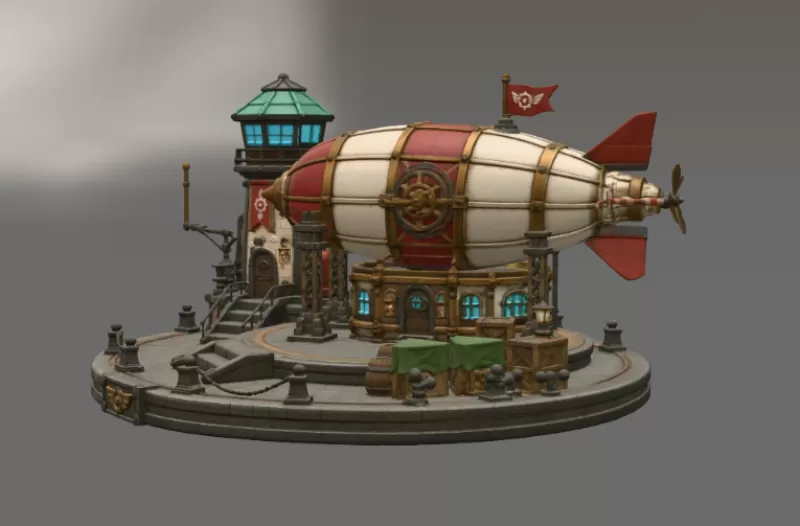 Steampunk Airship Station STL File for 3D Print - Model preview 7