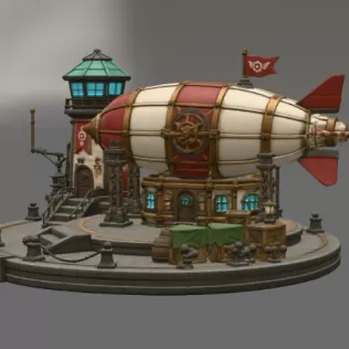 Steampunk Airship Station STL File for 3D Print - Model thumbnail 7