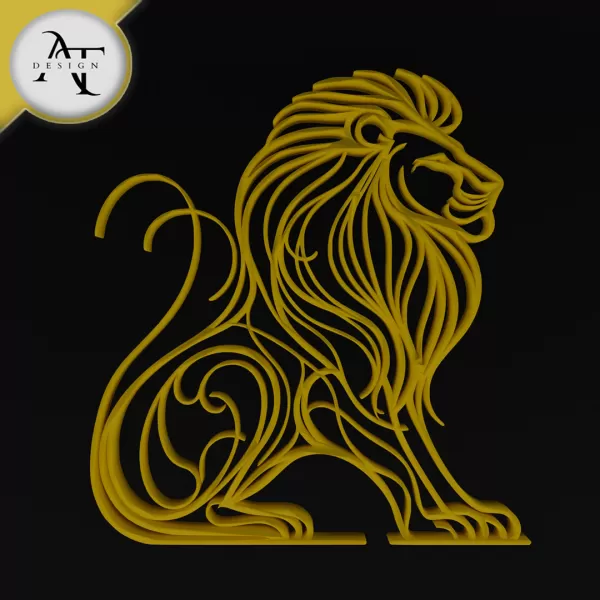 Lion - Line Art - 2D Wall Art Decor - Model preview 1