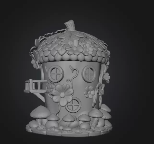 Whimsical Fairy Garden Cottage STL File 3D Printable - Model preview 9