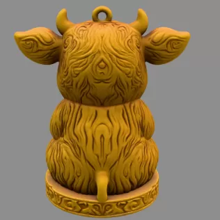 Cute Cow with Heart – 3D Printable STL File - Model thumbnail 5