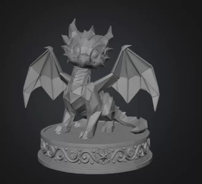 Origami Style Baby Dragon STL File for 3D Print - Model preview 8