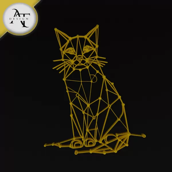 Cat - Geometric - 2D Wall Art Decor - Model preview 1