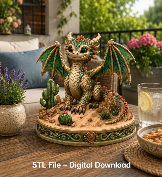 Fantasy Desert Dragon STL File for 3D Printing - Model preview 1