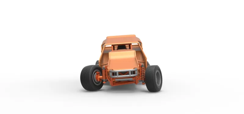 Vintage Dirt Modified stock car Version 3 while turning 1:25 - Model preview 7