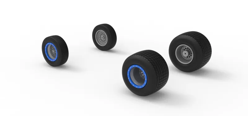 Wheel Set of Vintage Dirt Silver Crown Car Scale 1:25 - Model preview 7