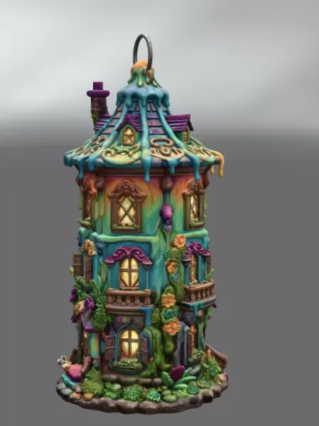 Fantasy Tower Lantern House STL File for 3D Print - Model preview 4