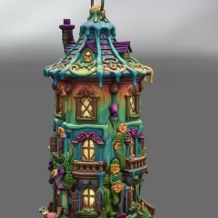 Fantasy Tower Lantern House STL File for 3D Print - Model thumbnail 4