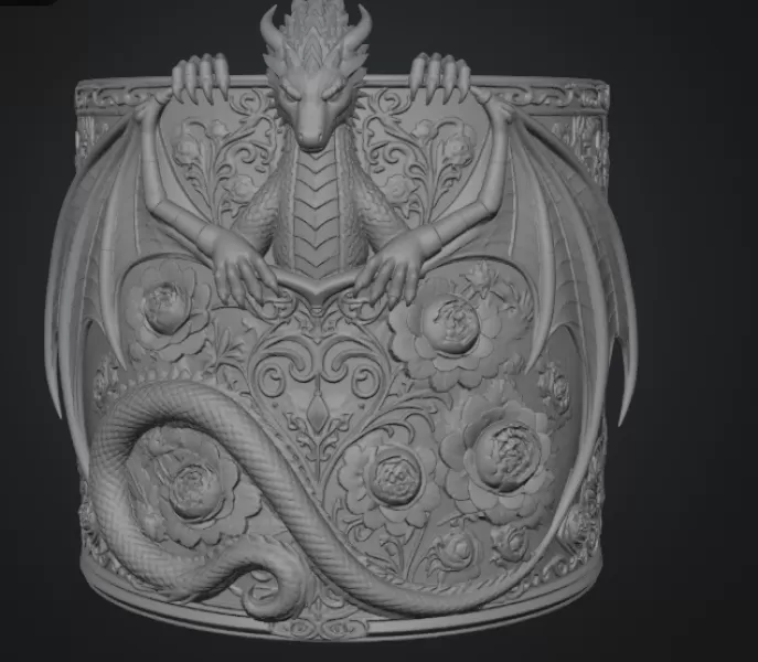 Ruby Rose Dragon Planter STL File for 3D Print - Model preview 12