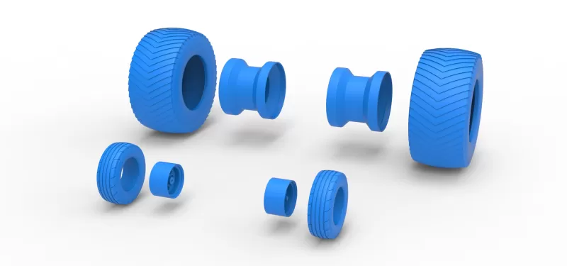 Wheel set of Pro Stock Pulling Tractor Version 3 Scale 1:25 - Model preview 9