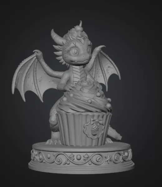 Cute Fantasy Dessert Dragon STL for 3D Printing - Model preview 12