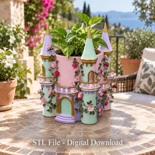 Rose Princess Castle Planter STL File for 3D Print - Model thumbnail 2